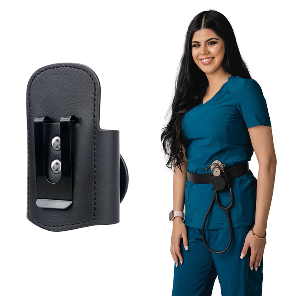 HANNEA Leather Stethoscope Holder Doctor Stethoscope Holder Clip Universal Stethoscope Holder for Waist Belt Portable Stethoscope Holder with Metal Back Clip HANNEA Leather Stethoscope Holder Doctor Stethoscope Holder Clip Universal Stethoscope Holder for Waist Belt Portable Stethoscope Holder with Metal Back Clip
